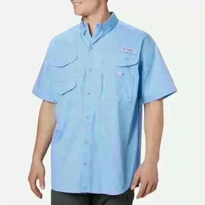 Columbia PFG Fishing Short Sleeve Shirt 100% Cotton Breathable Vents Mens Size M